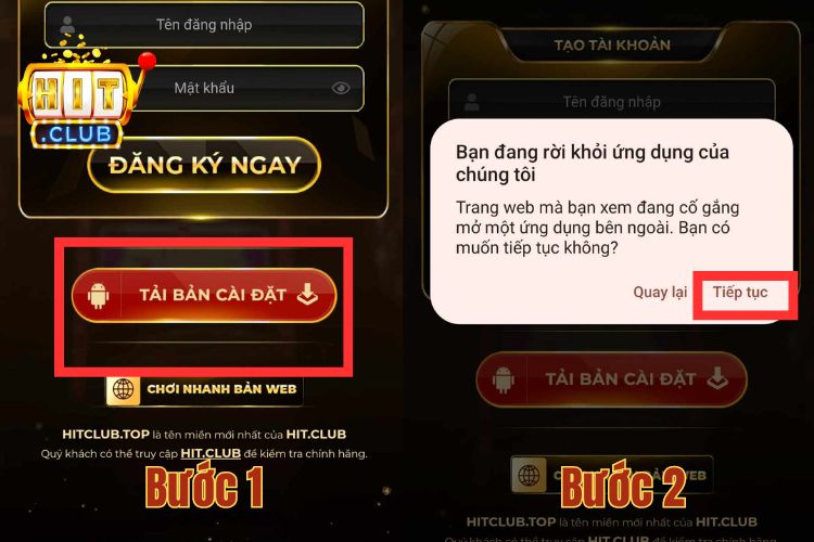 Các bước đầu tiên thực hiện tải app HitClub trên Android 