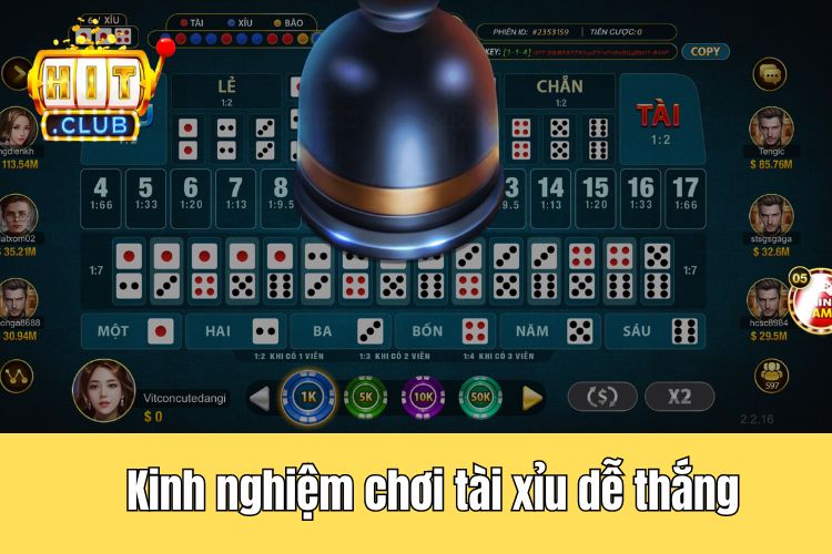 Bật mí kinh nghiệm chơi tài xỉu dễ thắng tại Hit Club